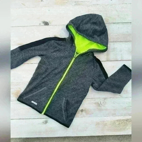 Jumping Beans Boys Toddler Gray Neon Yellow Sweater Jacket Athletic Size 5 - Picture 1 of 5